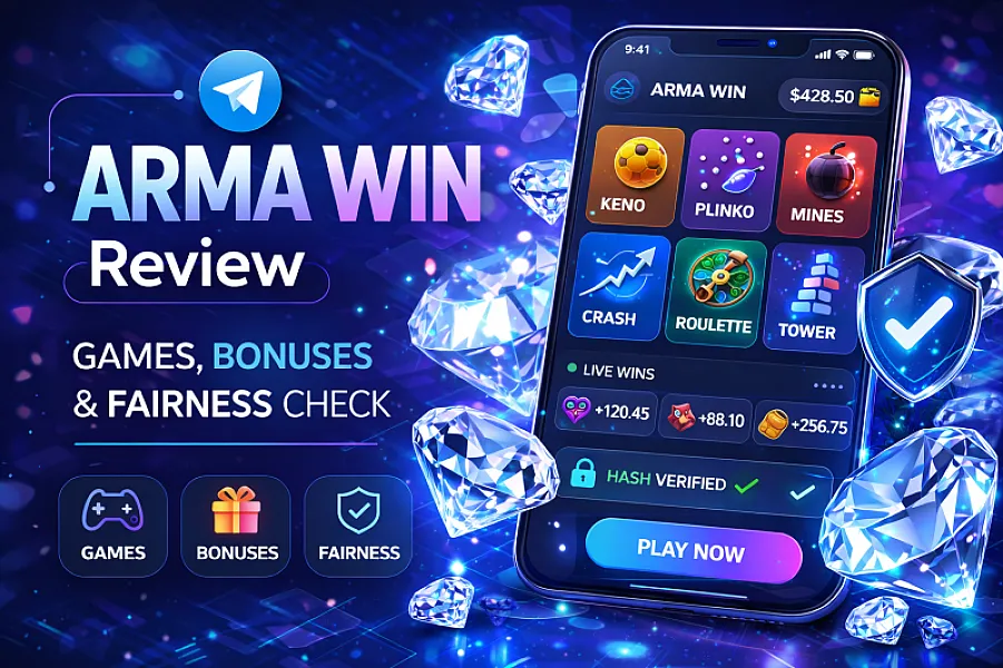 Огляд Telegram-мінізастосунку ARMA💎WIN: ігри, бонуси та функції чесності