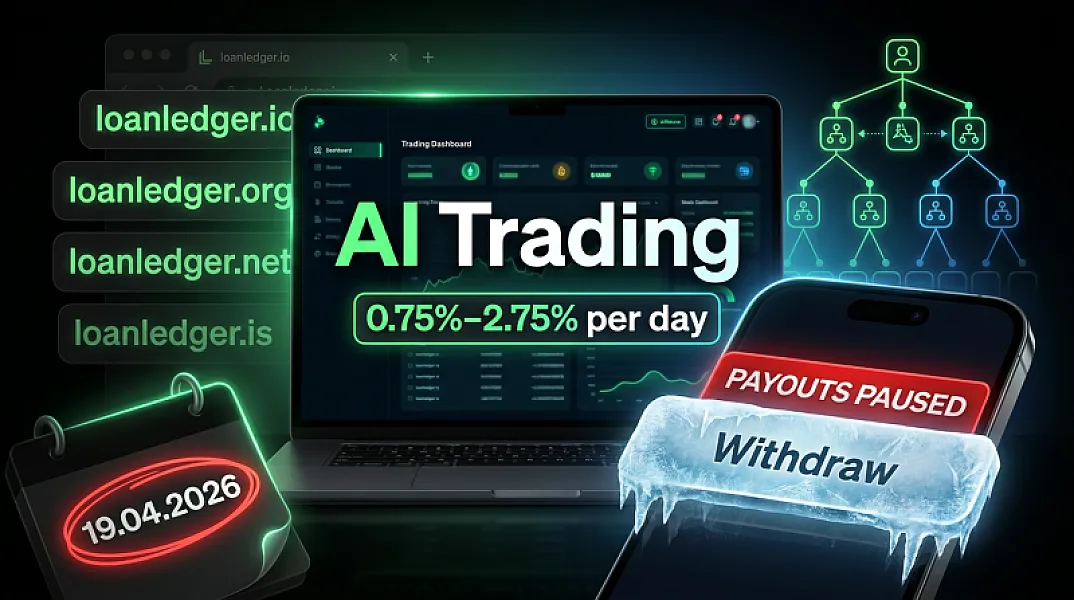 LoanLedger (loanledger.io / .org / .net / .is) — a cautious review: “AI trading” at 0.75–2.75% per day and a payout freeze