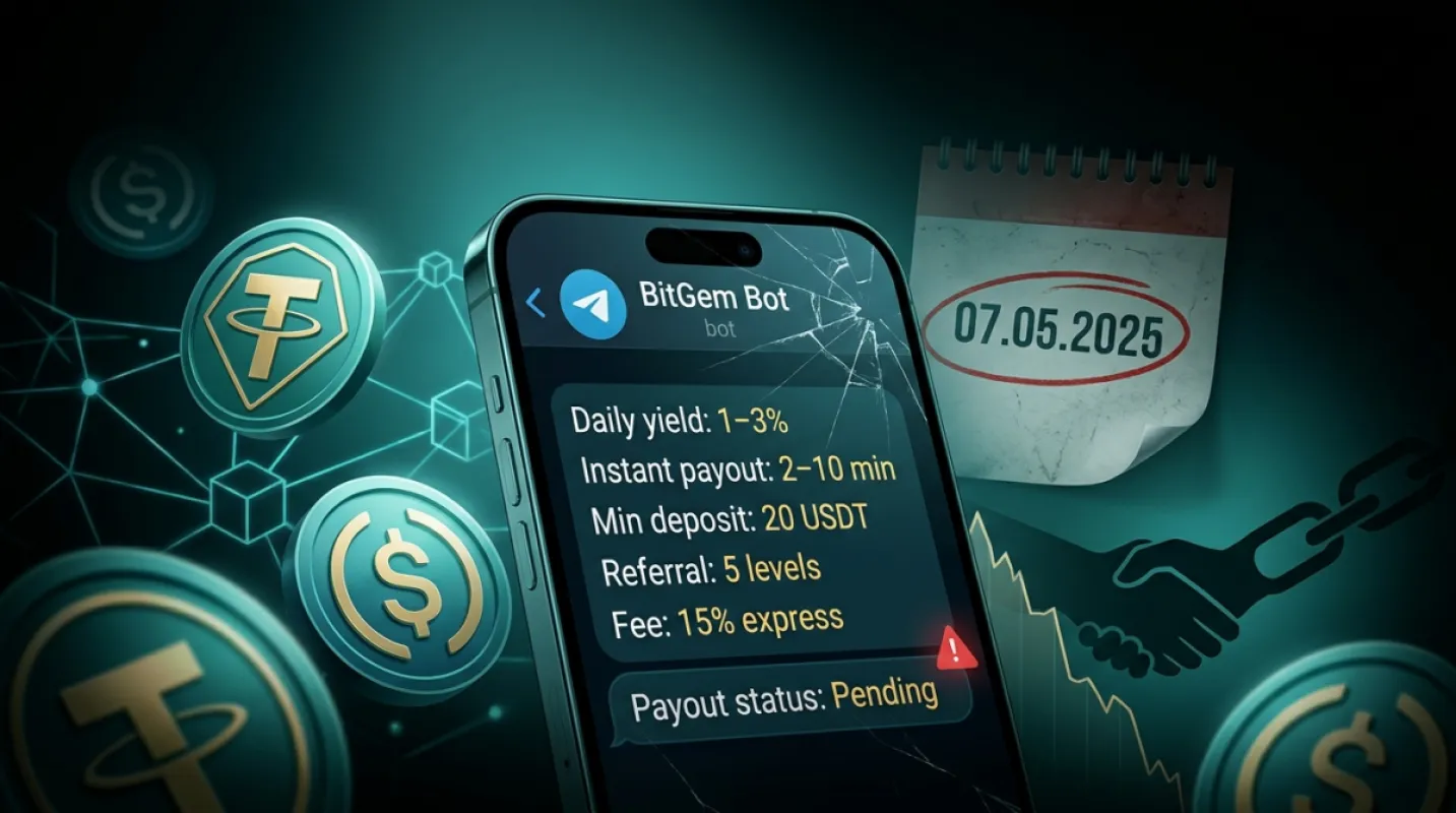 BitGem (BitGem Finance) — review of a Telegram bot for “investments” at 1–3% per day: why the project looks extremely risky